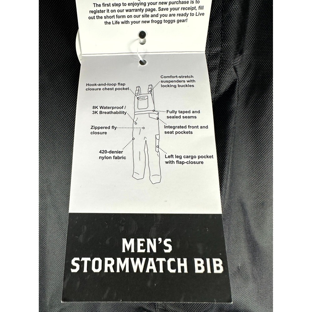 Frogg Toggs Bibbs Overalls Mens 2XL Black StormWatch Waterproof Breathable New - Picture 13 of 13